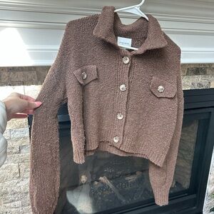 Pink Rose Chocolate Knit Cardigan